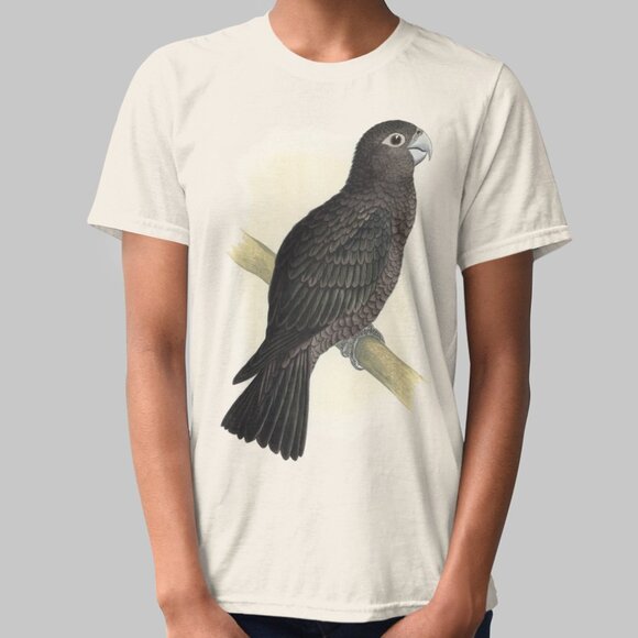 Outfit Bits Tops - Black Parrot Vintage Print Short Sleeve Graphic Tee T-shirt S M L XL